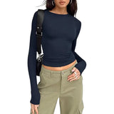 Women's Long Sleeve Crew Neck Crop Top