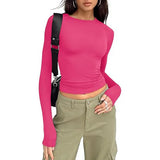 Women's Long Sleeve Crew Neck Crop Top
