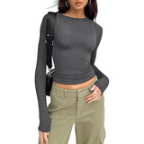 Women's Long Sleeve Crew Neck Crop Top