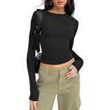 Women's Long Sleeve Crew Neck Crop Top