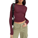 Women's Long Sleeve Crew Neck Crop Top