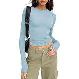 Women's Long Sleeve Crew Neck Crop Top