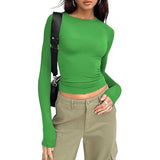 Women's Long Sleeve Crew Neck Crop Top