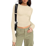Women's Long Sleeve Crew Neck Crop Top