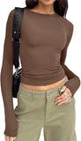 Women's Long Sleeve U Neck Crop Top