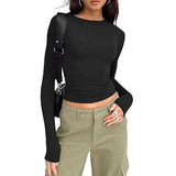 Women's Long Sleeve Crew Neck Crop Top