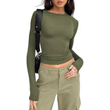 Women's Long Sleeve Crew Neck Crop Top