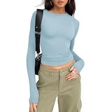 Women's Long Sleeve Crew Neck Crop Top
