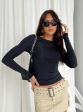 Women's Long Sleeve U Neck Crop Top