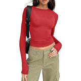 Women's Long Sleeve Crew Neck Crop Top