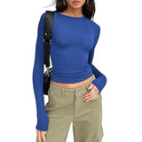 Women's Long Sleeve Crew Neck Crop Top
