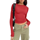Women's Long Sleeve Crew Neck Crop Top